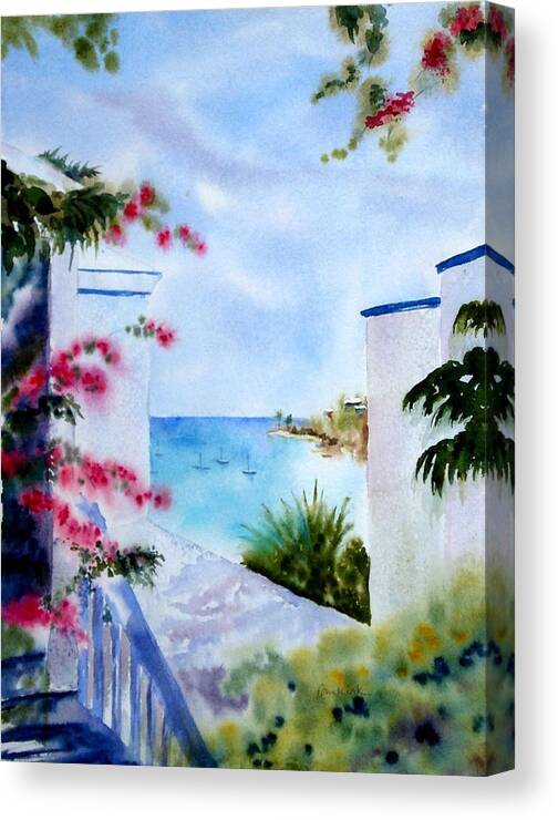 Caribbean Canvas Print featuring the painting A Peek at Paradise by Diane Kirk
