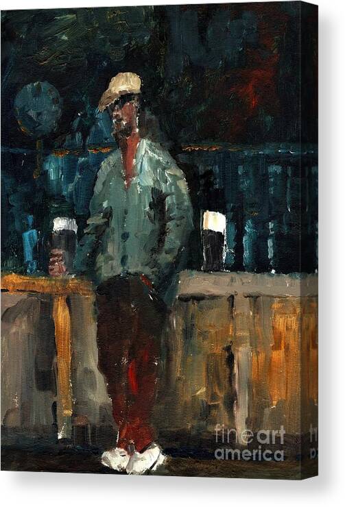 Ireland Canvas Print featuring the painting F 772 Holy Hour a pint and a spare. by Val Byrne