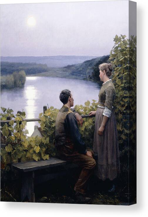 River Canvas Print featuring the painting A Summer Evening by Daniel Ridgway Knight