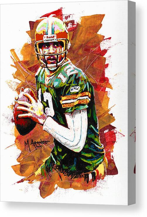 Aaron Canvas Print featuring the painting Aaron Rodgers by Maria Arango