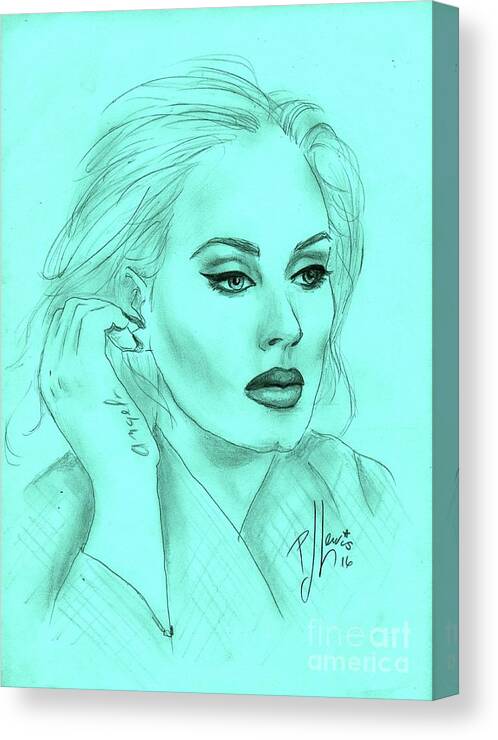 Adele Canvas Print featuring the drawing Adele by PJ Lewis