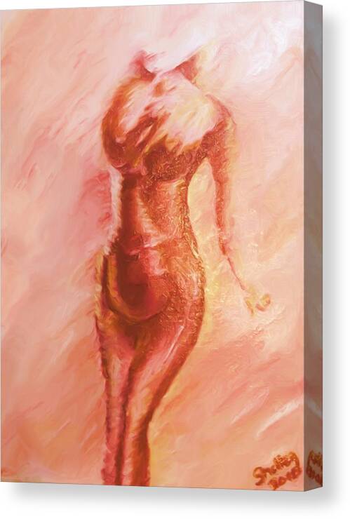 Nude Canvas Print featuring the painting Aflame by Shelley Bain