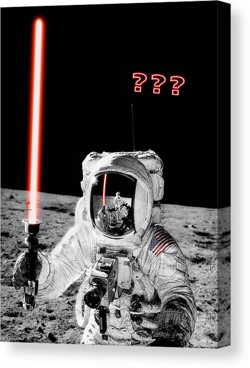 Lightsaber Canvas Print featuring the photograph Alan Bean Finds Lightsaber on the Moon by Weston Westmoreland