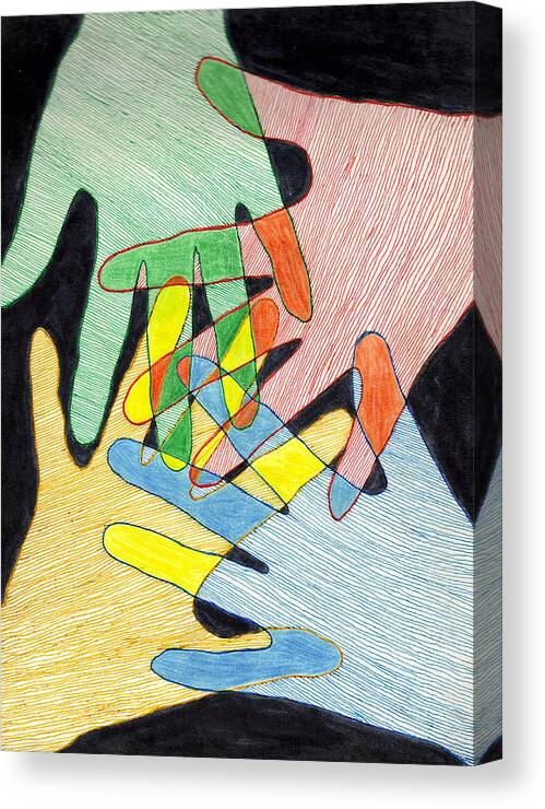 Hands Canvas Print featuring the mixed media All In by Jean Haynes
