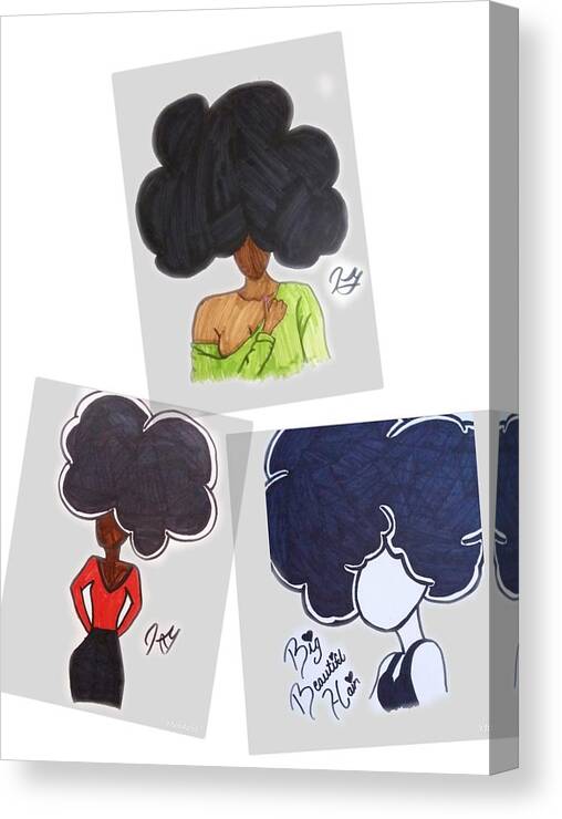 Black Girl Canvas Print featuring the drawing All In One by Artist Sha