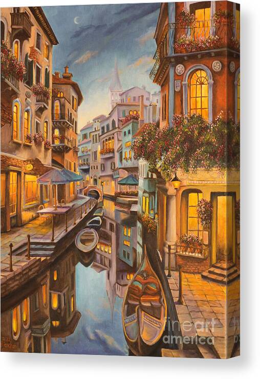 Venice Painting Canvas Print featuring the painting An Evening in Venice by Charlotte Blanchard