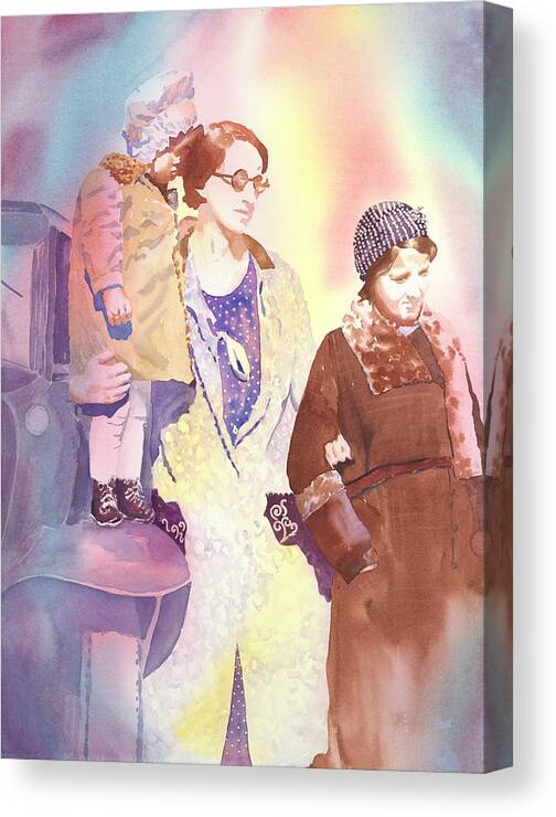 Ancestry Canvas Print featuring the painting Anna Nation and her Girls, 1932   by Tara Moorman