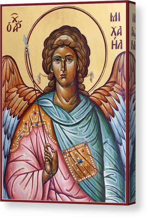 Icon Canvas Print featuring the painting Archangel Michael by Julia Bridget Hayes