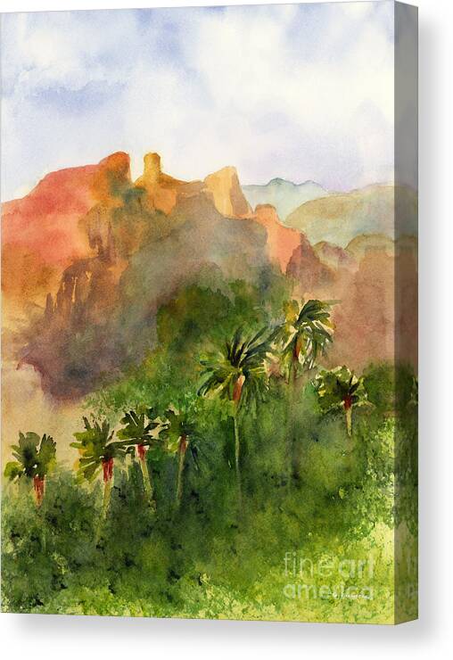 Arizona Canvas Print featuring the painting Arizona Palms by Amy Kirkpatrick