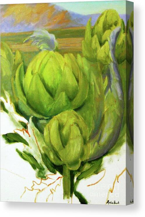 Farming Canvas Print featuring the painting Artichoke unfinished by Maria Hunt