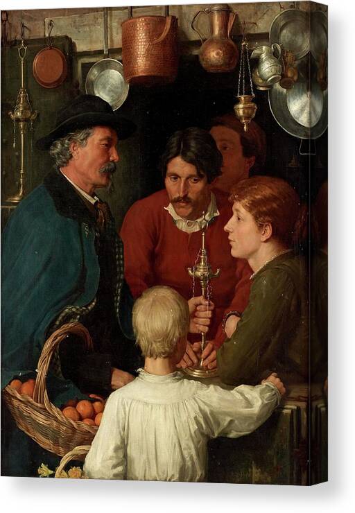 Metal Canvas Print featuring the painting At the Metal Merchant by Henry Scott Tuke