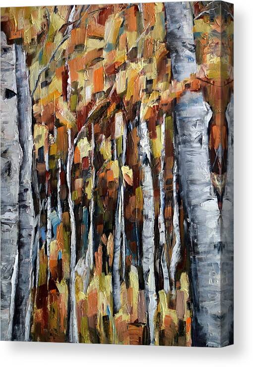 Birch Trees Canvas Print featuring the painting Autumn Gold by Holly Van Hart