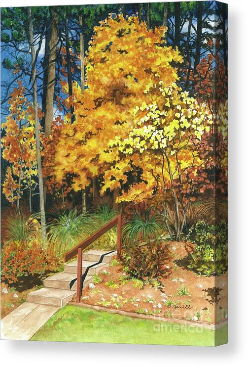 Watercolor Trees Canvas Print featuring the painting Autumn Invitation by Barbara Jewell