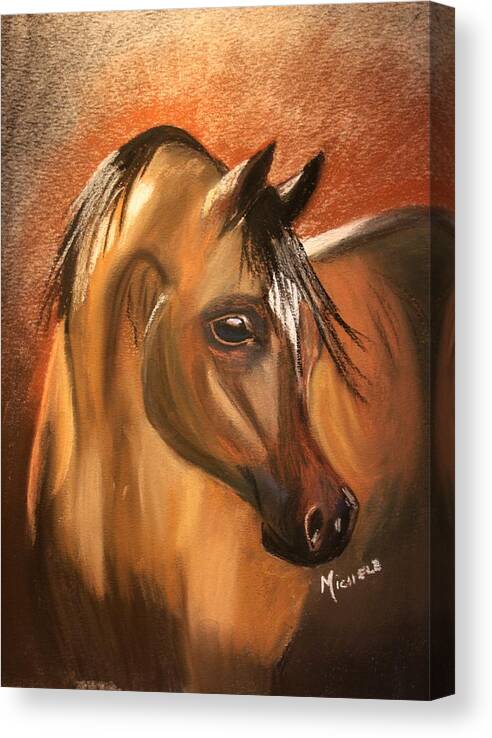 Horses Canvas Print featuring the pastel Bay Arab by Michele Turney