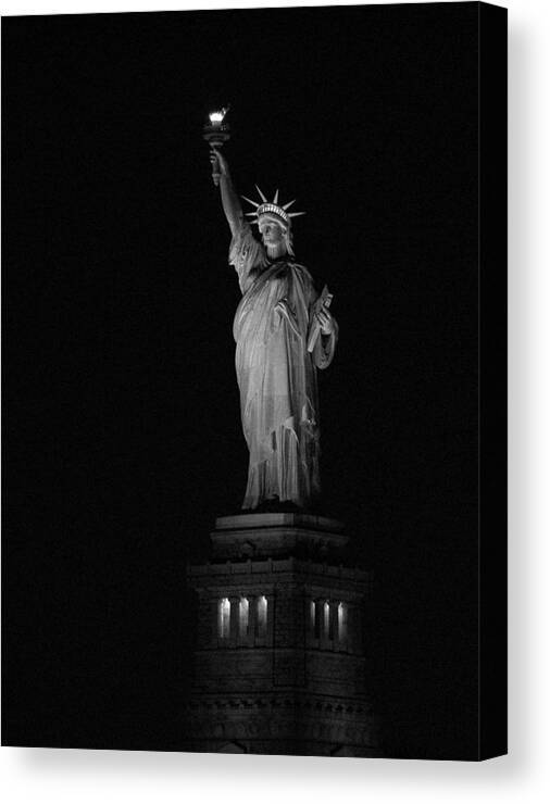 Statue Of Liberty Canvas Print featuring the photograph Beacon in the Night by Frank Mari