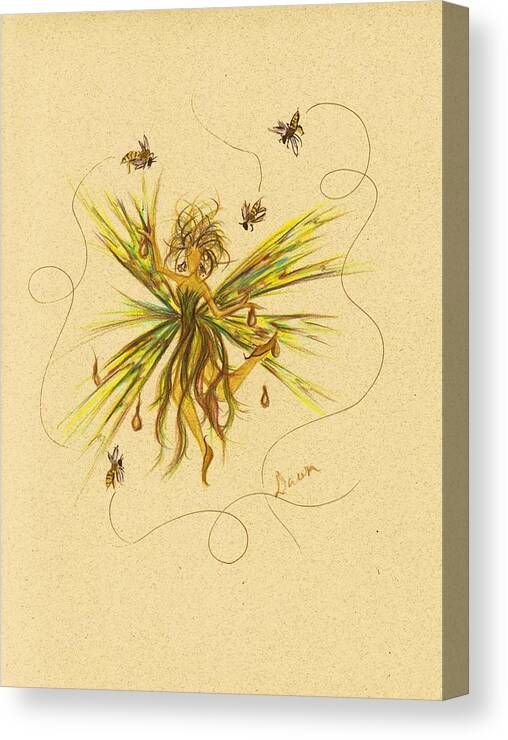 Fairy Canvas Print featuring the drawing Bees to Honey by Dawn Fairies