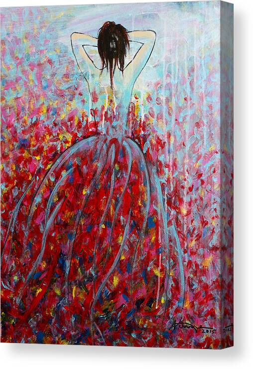 Being A Woman Canvas Print featuring the painting Being a Woman 8 -Lost in Thoughts by Kume Bryant