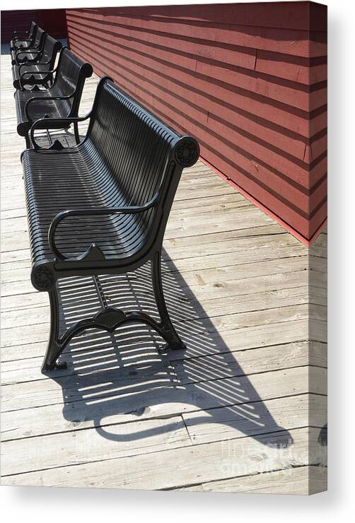 Bench Canvas Print featuring the photograph Bench Lines and Shadows 0862 by Steve Somerville