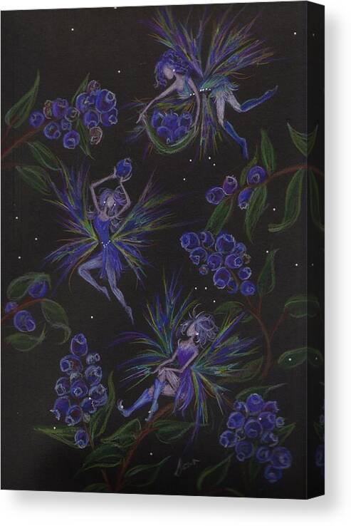 Fairy Canvas Print featuring the drawing Berry Blues by Dawn Fairies