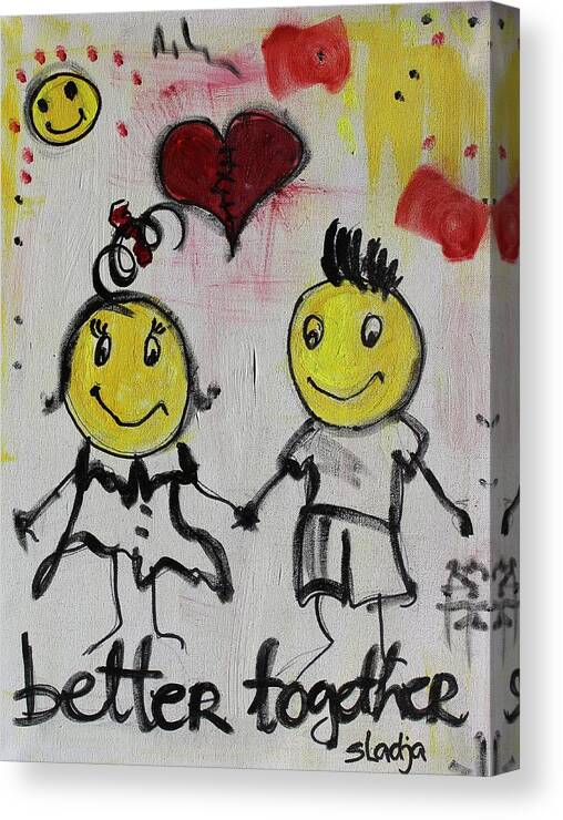 Abstract Canvas Print featuring the painting Better Together by Sladjana Lazarevic