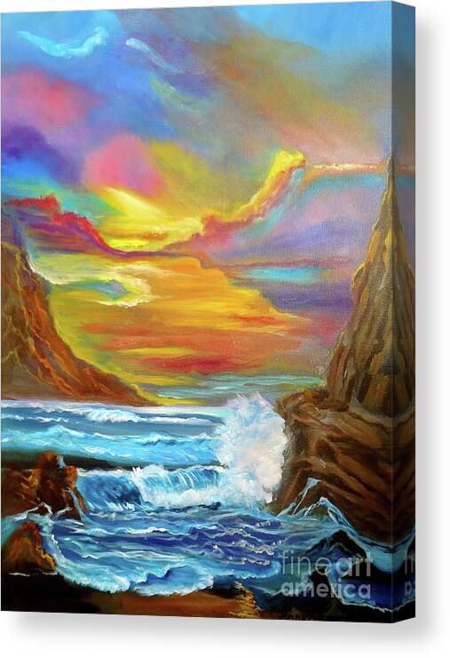 Island Sunset Canvas Print featuring the painting Coastal Sunset Jenny Lee Discount by Jenny Lee