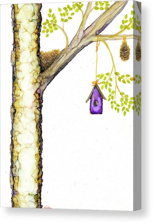 Woolyfrog Canvas Print featuring the painting Birch Condo by Jan Killian