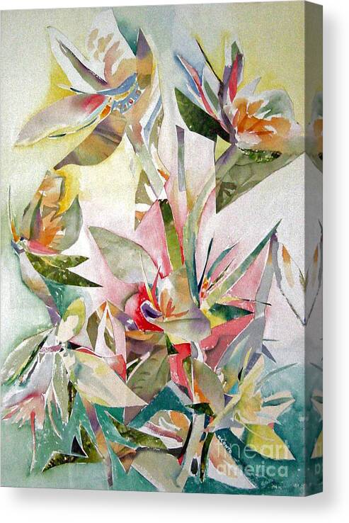 Flowers Canvas Print featuring the painting Birds of Paradise by Mafalda Cento