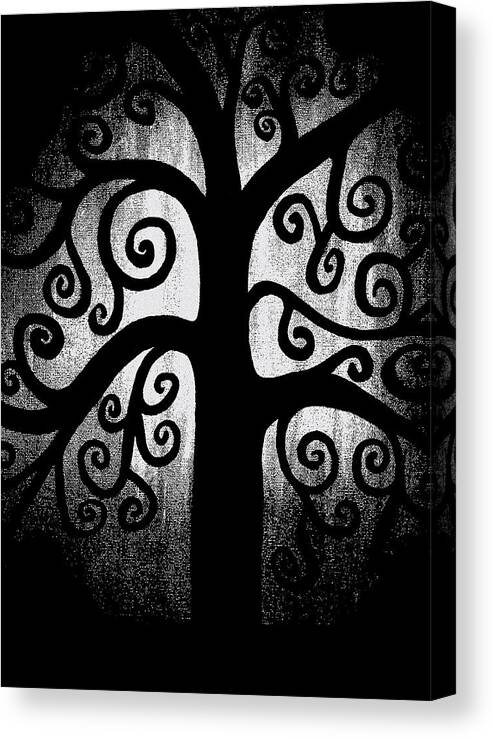 Black And White Canvas Print featuring the painting Black and White Tree by Angelina Tamez