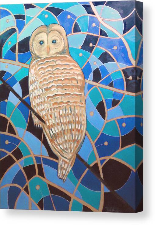 Blue Al Whimsical Owl Painting Canvas Print Canvas Art By Scott