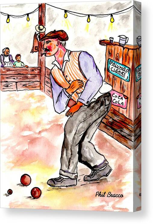 1940's Canvas Print featuring the mixed media Bocce King by Philip And Robbie Bracco
