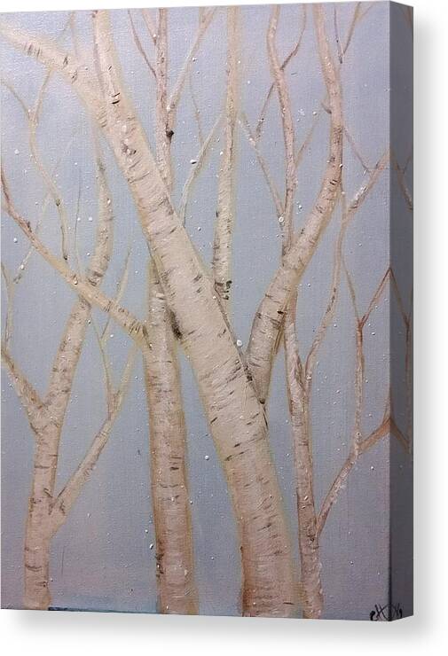 Paper Birch Canvas Print featuring the painting Boulots by Carole Hutchison
