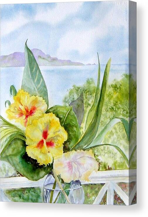 Flowers Canvas Print featuring the painting Bounty on the Balcony by Diane Kirk