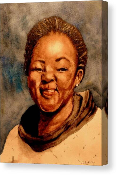 Portrait Canvas Print featuring the painting Brenda by Betty-Anne McDonald