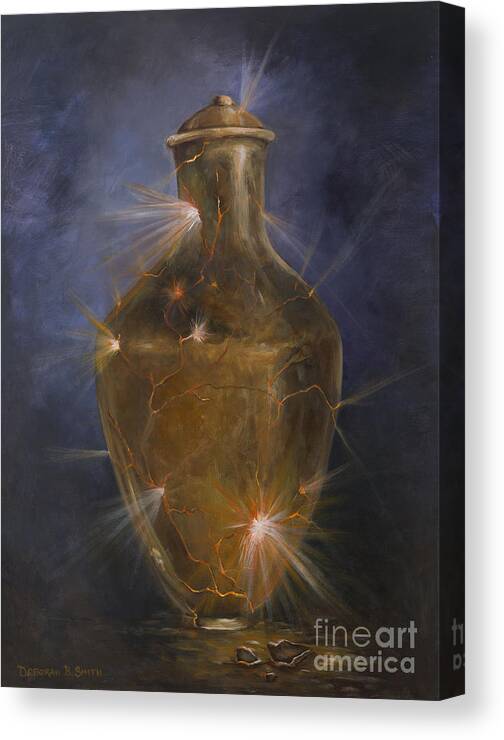 Golden Jar Canvas Print featuring the painting Broken Vessel by Deborah Smith