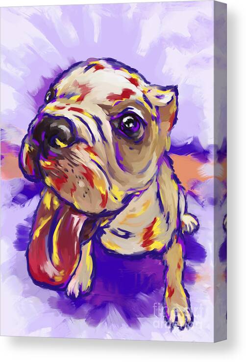 Bulldog Puppy Canvas Print featuring the painting Bulldog Puppy by Tim Gilliland