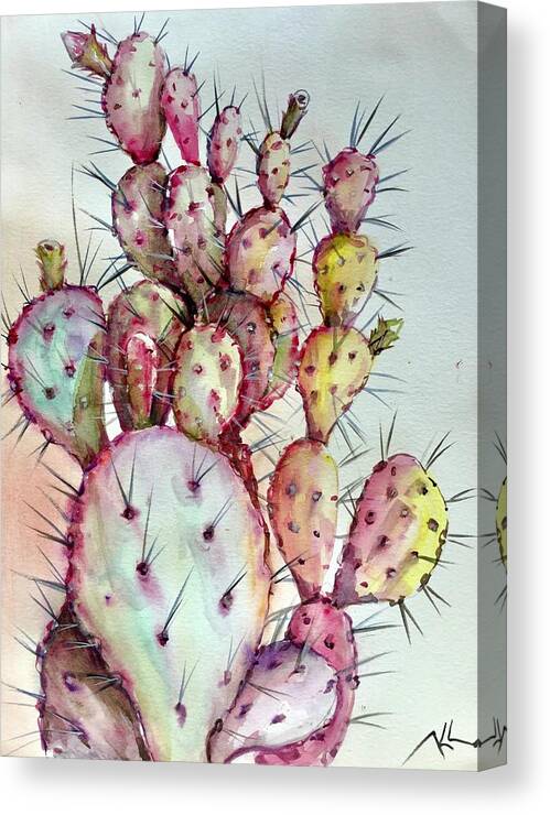 Plant Canvas Print featuring the painting Cactus by Katerina Kovatcheva