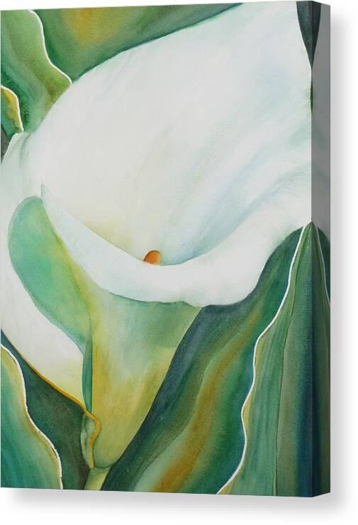 Flower Canvas Print featuring the painting Calla Lily by Ruth Kamenev