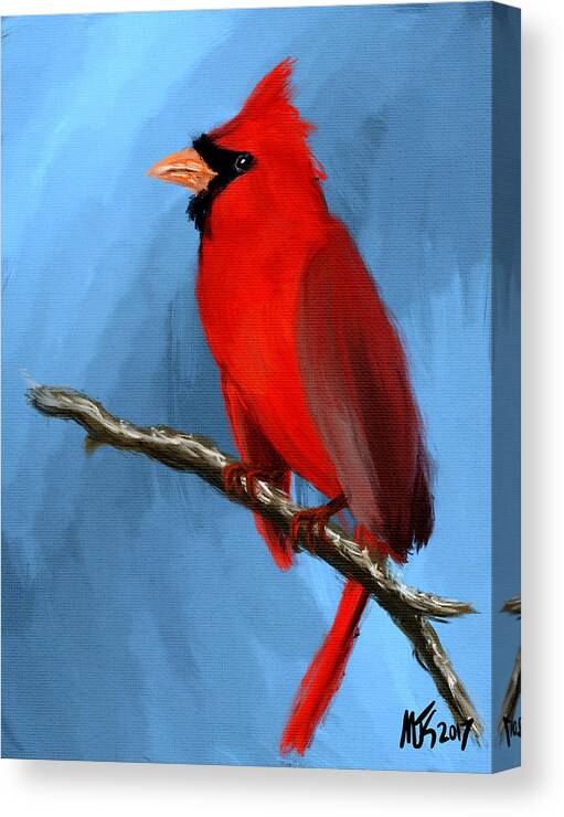 Birds Canvas Print featuring the digital art Cardinal by Michael Kallstrom