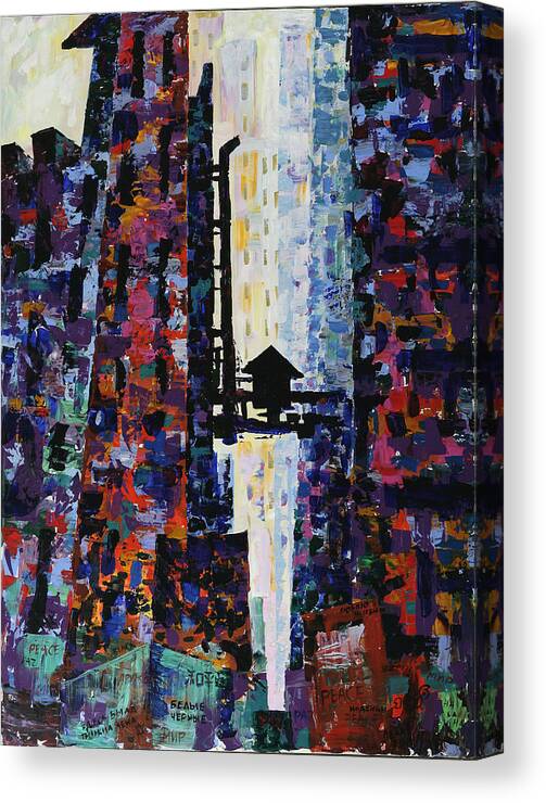 Urban Canvas Print featuring the painting Center Street by Yelena Tylkina