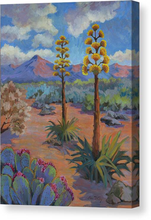 Century Plants Canvas Print featuring the painting Century Plants 2 by Diane McClary