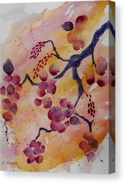 Cherry Blossoms Canvas Print featuring the painting Cherry Blossoms by Carol Crisafi