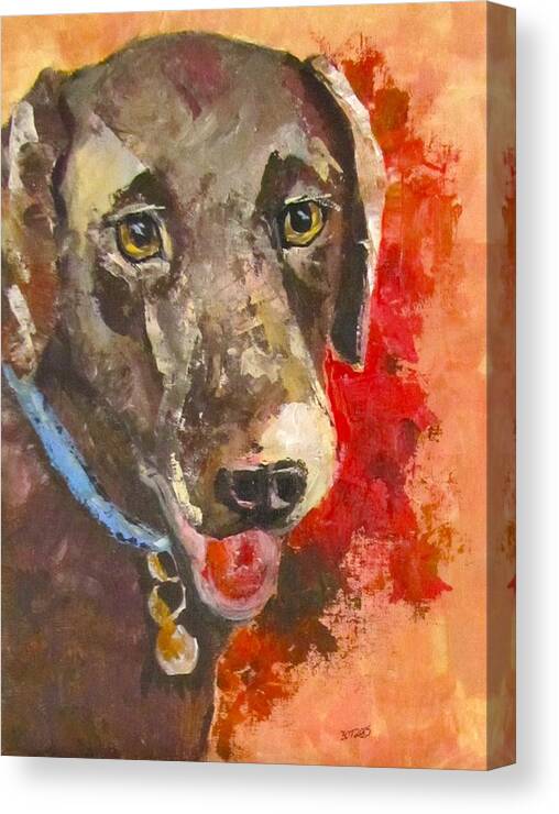 Dog Canvas Print featuring the painting Chocolate by Barbara O'Toole