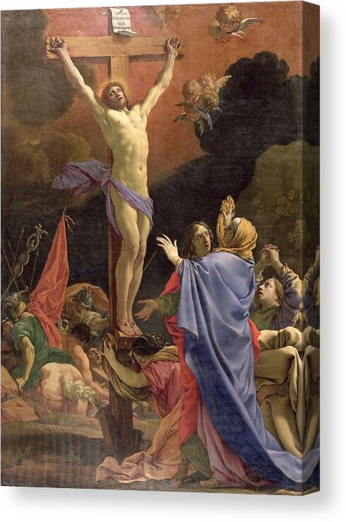 Christ Canvas Print featuring the painting Christ on the Cross by Michel Dorigny 