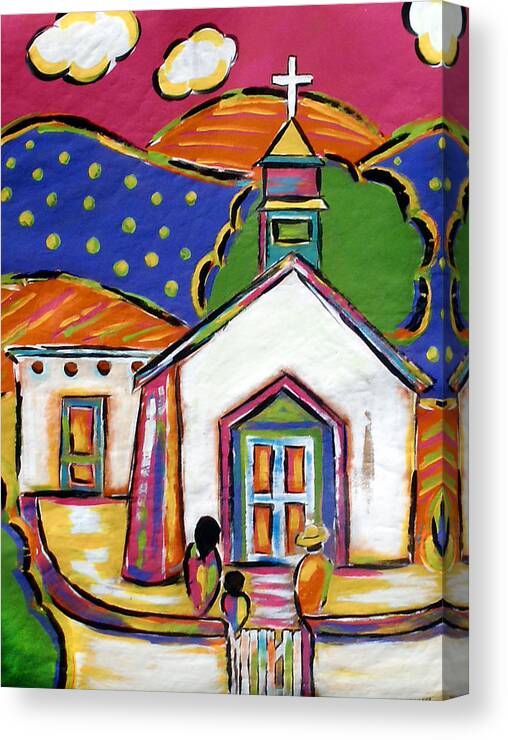 Church Canvas Print featuring the painting Church in Blanco by Jan Oliver-Schultz