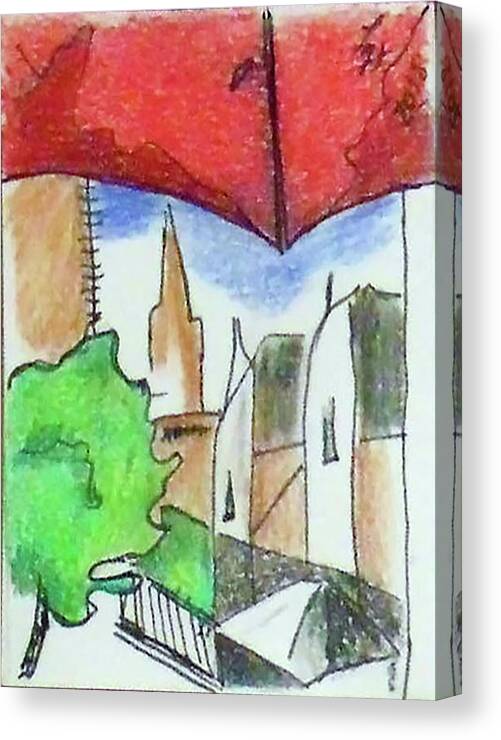  Canvas Print featuring the drawing Cityscape 963 by Loretta Nash