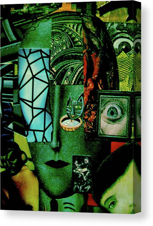 Collage Canvas Print featuring the painting Collage Head by Steve Fields