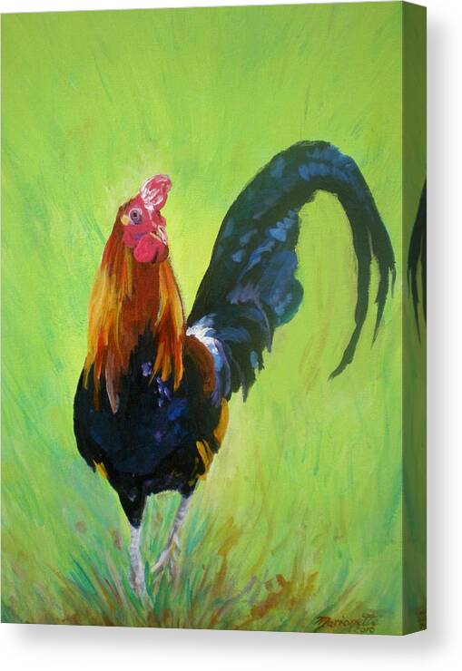 Rooster Canvas Print featuring the painting Colorful Rooster by Marionette Taboniar