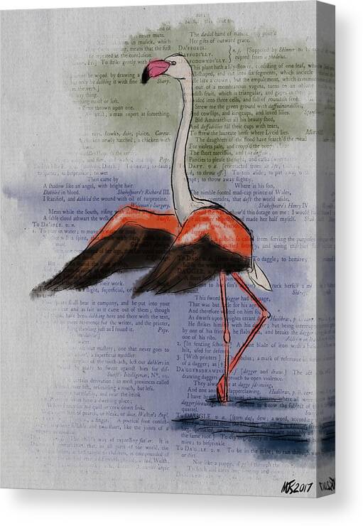 Flamingo Canvas Print featuring the digital art Dancing Flamingo by Michael Kallstrom