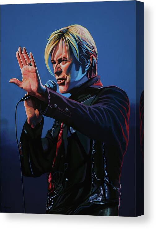 David Bowie Canvas Print featuring the painting David Bowie Live Painting by Paul Meijering