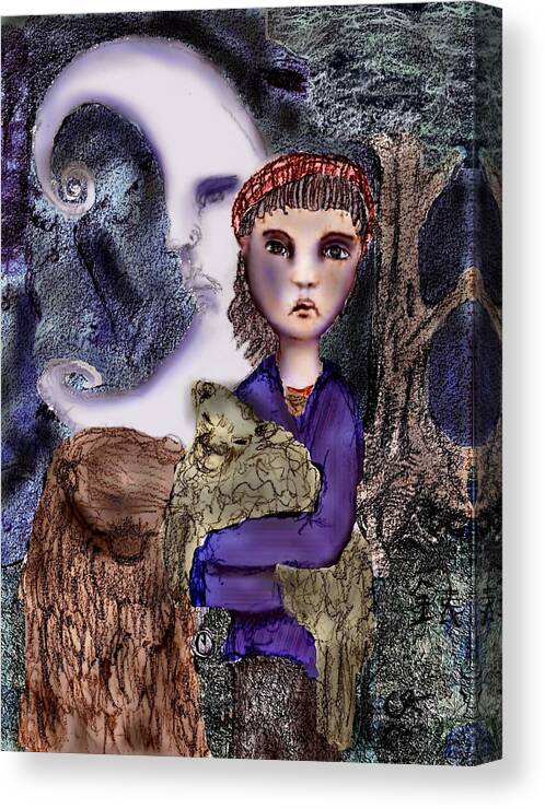 Girl Canvas Print featuring the mixed media Delete by Cynthia Richards